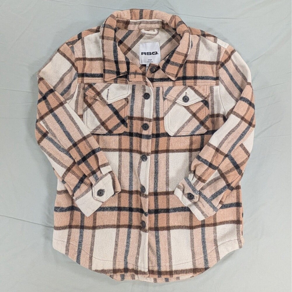 RSQ Mens Large Classic Plaid Flannel Shirt Jacket Blue Outdoor - Picture 1 of 6